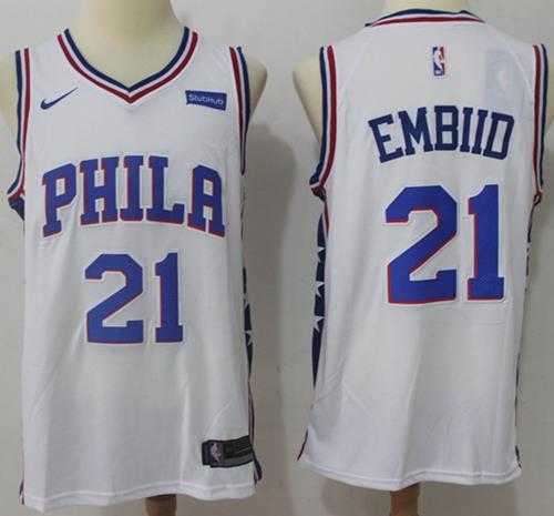 Nike 76ers 21 Joel Embiid White Nike Swingman Jersey,We sell and wholesale Nike 76ers 21 Joel Embiid White Nike Swingman Jersey on line form chian!